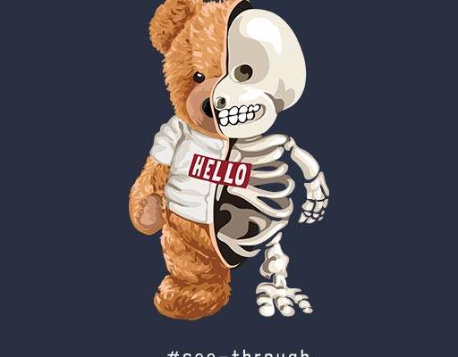 卡通小熊骨头矢量小熊解解刨图案