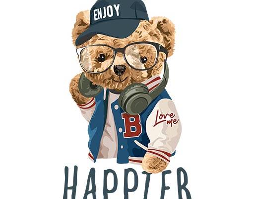 卡通小熊矢量戴眼镜的小熊可爱卡通小熊戴帽子的小熊