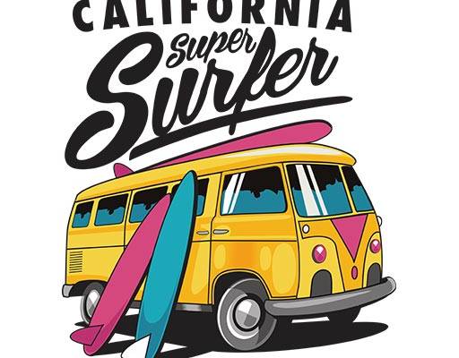 卡通汽车矢量大巴车矢量手写英文字母冲浪板公交车矢量