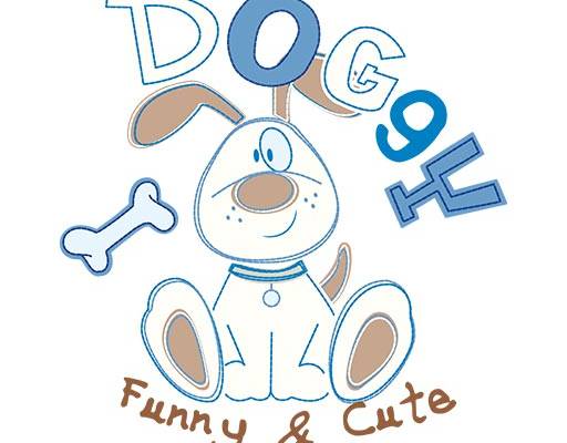 卡通小狗矢量手绘卡通动物手写英文字母矢量