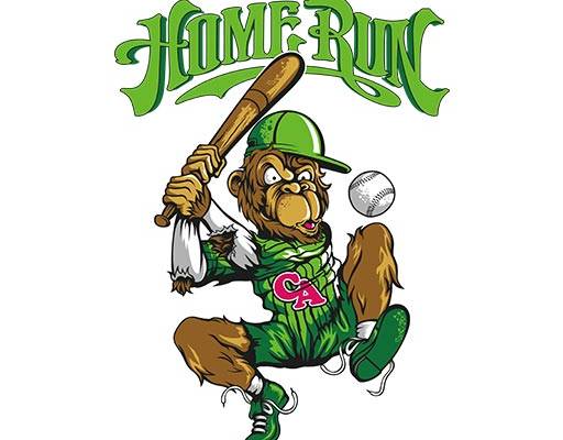 卡通猴子矢量打棒球的猴子卡通动物矢量手写英文字母矢量