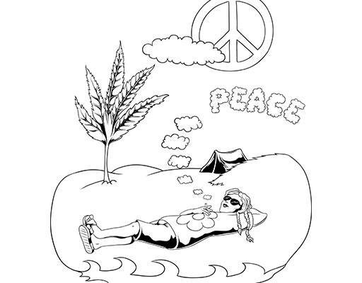 卡通女孩矢量手绘人物矢量树木矢量烟雾文字