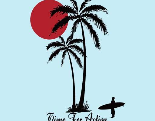 椰子树太阳矢量热带人物矢量冲浪人物矢量