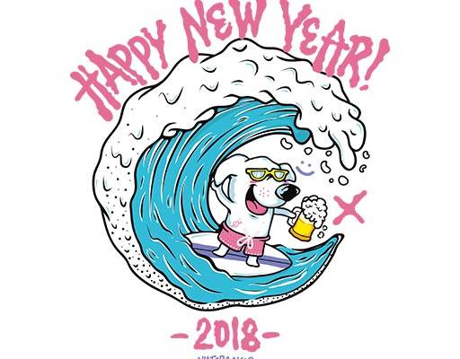 卡通狗图案冲浪的狗夏日风景图案海洋图案