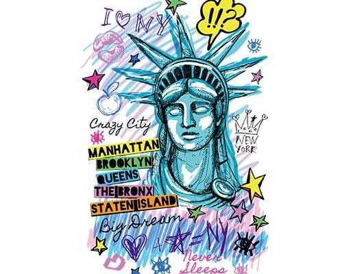 欧美人物雕像矢量自由女神像图案涂鸦卡通图案