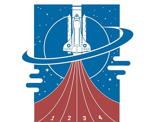 火箭卡通图案太空图案星空图案宇宙飞船赛道跑道