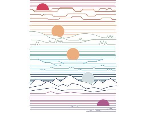 彩色线条图案太阳图案简约几何图案圆形图案