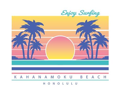 椰子树图案日出日落图案海洋风景图案英文字母图案