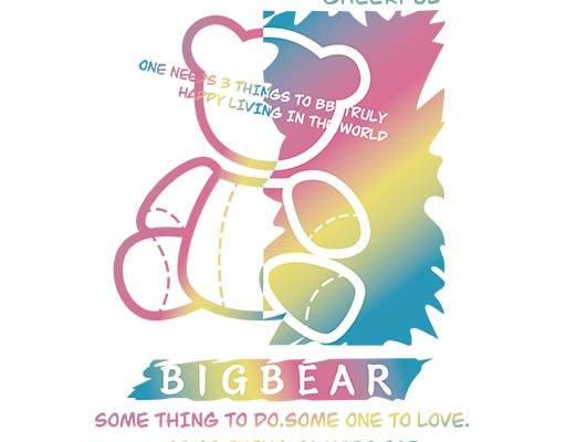 彩色小熊图案炫彩小熊简笔画撕裂图案手绘简笔图案刻字膜图案反光图案