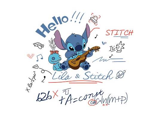 大耳怪图案史迪仔图案手写英文字母史迪奇Stitch星际宝贝矢量