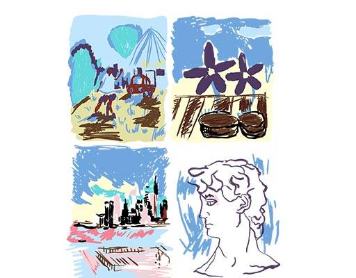 名画卡通大卫卡通图案手绘涂鸦图案简约人物图案