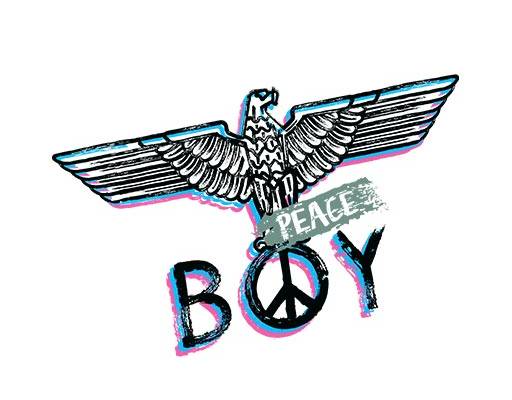 伦敦男孩标志图案LONDON BOY文字图案鹰图案卡通动物手绘老鹰