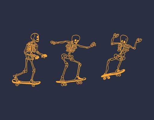 卡通骷髅图案手绘骷髅头滑板骷颅头简笔卡通图案