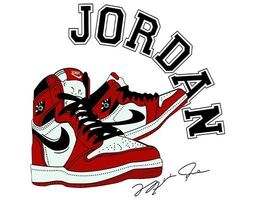 耐克鞋子图案卡通鞋子乔丹字母图案手绘鞋子印花图案