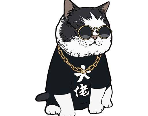 卡通猫咪矢量戴眼镜的猫咪黑社会猫咪矢量手绘猫图案