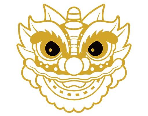 狮子头矢量卡通动物彩色狮子剪影狮子线条图案