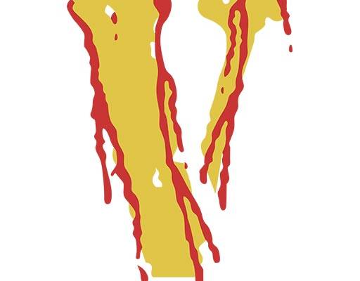 涂鸦英文字母矢量红色V矢量破碎文字矢量流血文字V英文字母V