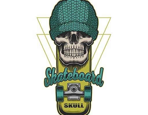 卡通骷颅头矢量滑板矢量英文字母矢量戴帽子的骷颅头矢量