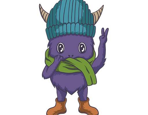 卡通怪兽矢量手绘卡通矢量英文字母是戴帽子的外星人小鬼