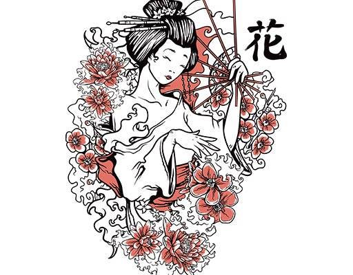 卡通女孩矢量鲜花花卉矢量日本女孩矢量