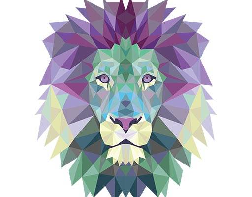 狮子头像矢量彩色狮子头矢量卡通几何狮子头像炫彩狮子头