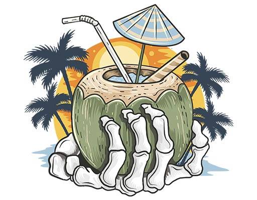 卡通叶子矢量是骷颅头矢量夏日风景矢量椰子树矢量日出矢量