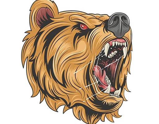 卡通棕熊头像矢量愤怒的熊矢量手绘卡通动物矢量