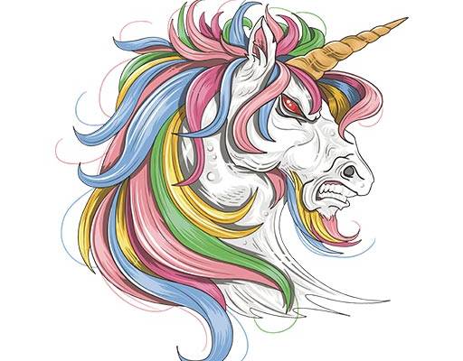 卡通独角兽矢量卡通马矢量彩色马头像矢量愤怒的马