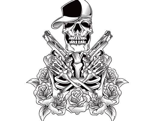 骷颅头矢量手绘骷颅头鲜花花卉矢量单色卡通矢量戴帽子的骷颅头