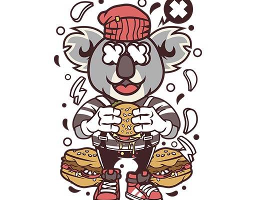 考拉矢量卡通动物矢量汉堡矢量可爱卡通动物手绘卡通矢量