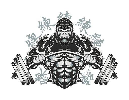 锻炼的大猩猩矢量举重的大猩猩卡通动物矢量猴子
