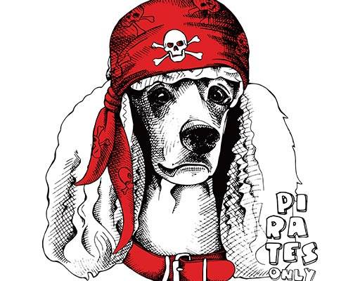 卡通动物矢量戴帽子的小狗矢量海盗小狗矢量手绘卡通动物矢量