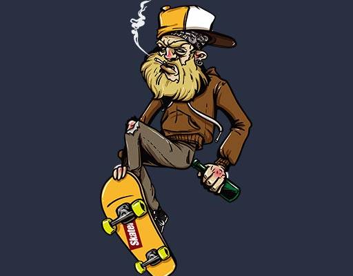 卡通人物矢量滑板人物卡通老头矢量戴帽子的人物矢量