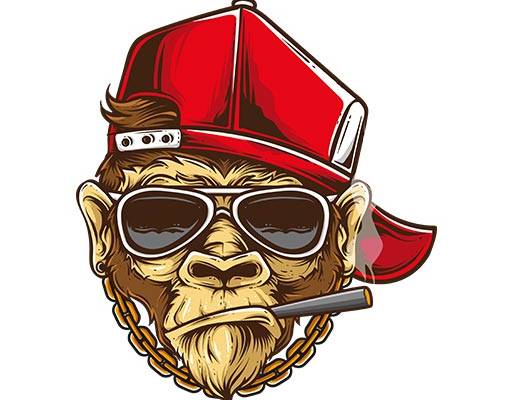 卡通猴子头像矢量戴帽子的猴子戴墨镜的猴子头像矢量卡通动物矢量