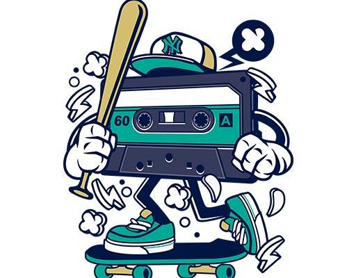 卡通磁带矢量滑板矢量手绘卡通矢量