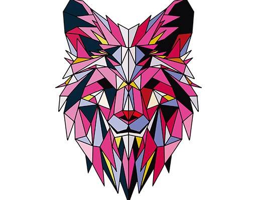 彩色狼矢量卡通动物几何头像矢量狼头像矢量