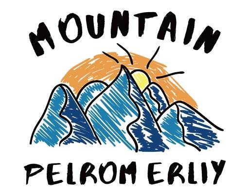 手绘山峰矢量涂鸦风景图案简笔卡通风景山峰英文字母矢量