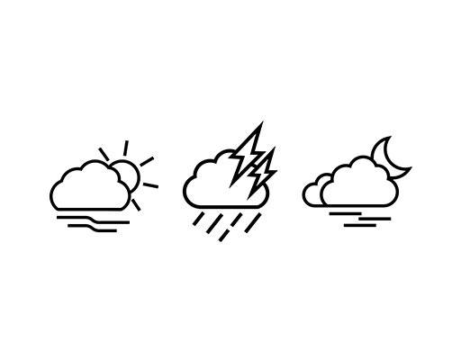 太阳云朵矢量天气标志矢量简约云朵阴天标志雷雨标志夜晚标志