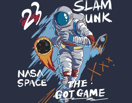 卡通宇航员矢量打篮球的宇航员人物矢量手绘人物图案太空图案