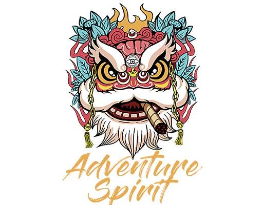 卡通狮子头手绘狮子头图案抽烟的狮子头舞狮图案中国风图案