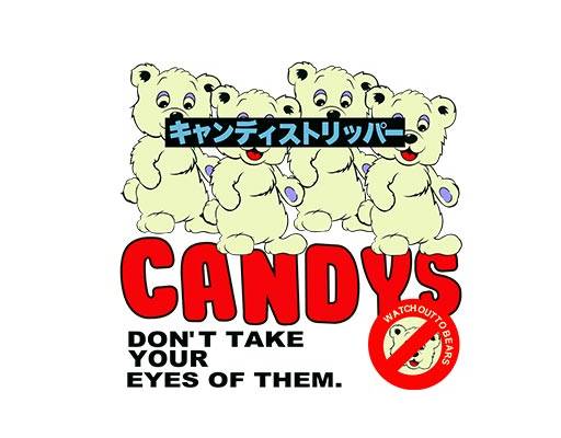 卡通小熊图案四只小熊手写英文字母candys文字图案手绘小熊