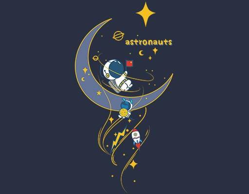 星空矢量宇航员矢量卡通月亮矢量星星矢量月亮矢量火箭矢量手绘宇航员