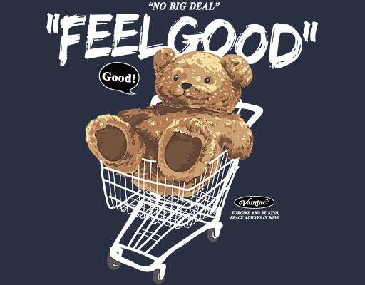 卡通小熊矢量坐购物车的熊可爱小熊矢量FEELGOOD英文字母矢量