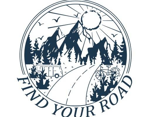 风景矢量日出矢量山峰矢量手绘风景图案卡通汽车自行车矢量山峰剪影