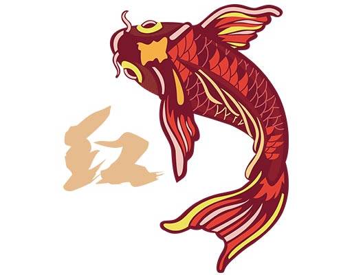 鲤鱼矢量卡通鲤鱼动物矢量金鱼矢量卡通手绘鱼图案锦鲤矢量图案