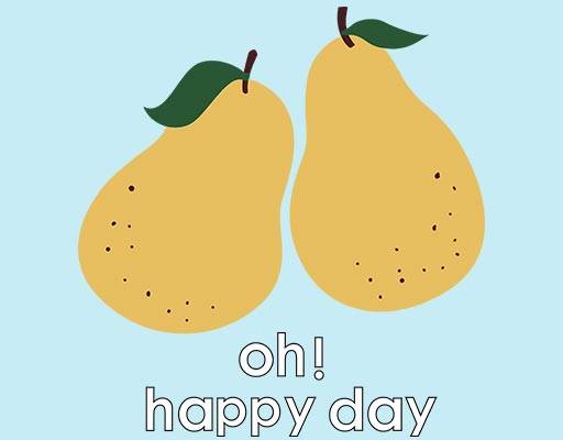 卡通梨子矢量手绘简笔画水果矢量黄梨