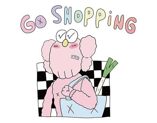 kaws矢量图案买菜的卡通考斯卡通矢量芝麻街彩色英文字母矢量go shopping