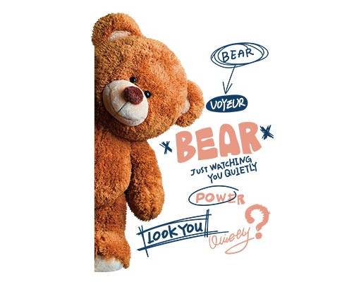 偷窥的小熊矢量卡通熊毛绒玩具矢量英文字母矢量小熊毛绒公仔矢量