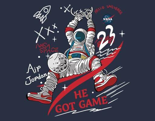 卡通人物矢量打篮球的宇航员矢量23号码星球矢量图案nasa矢量图案