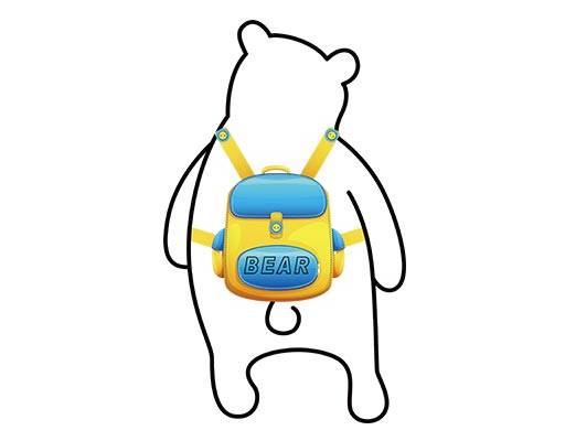 卡通小熊背影矢量英文字母矢量小熊单色小熊图案背书包的小熊